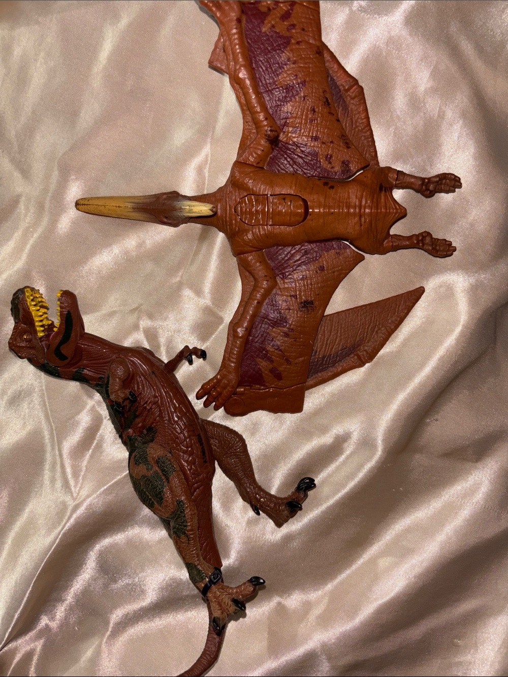 Brown Dinosaur Action Figure Set — T. rex and pterodactyl Toys